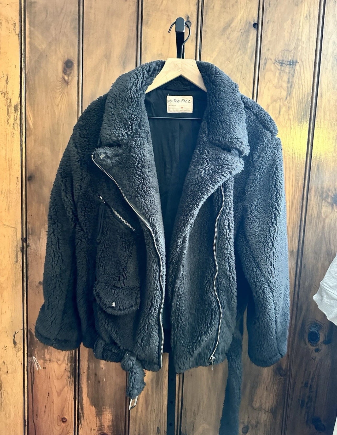 #111 Free People So Cozy Slouchy Moto Jacket Size Medium Color Black