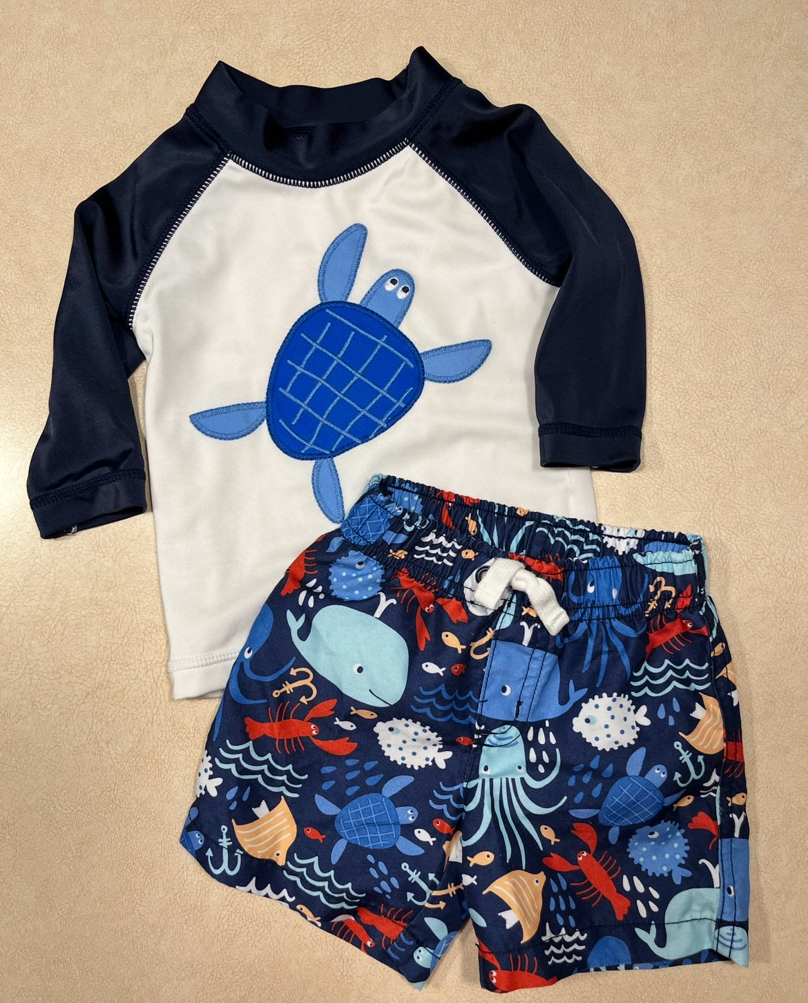 #143 Gymboree Turtle Swim Set Boys 3-6m - REDUCED