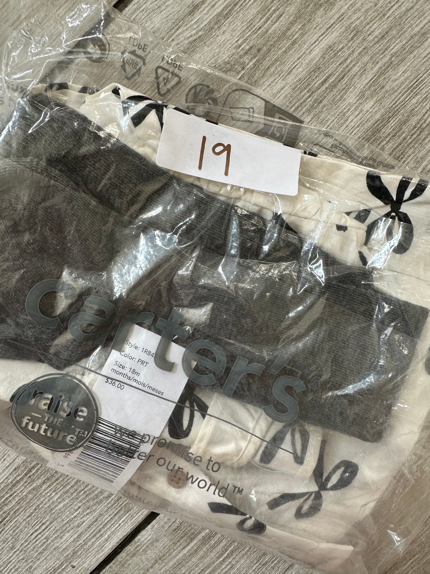 #111 Carters Bow Print Dress with Tights 18 Months NWT