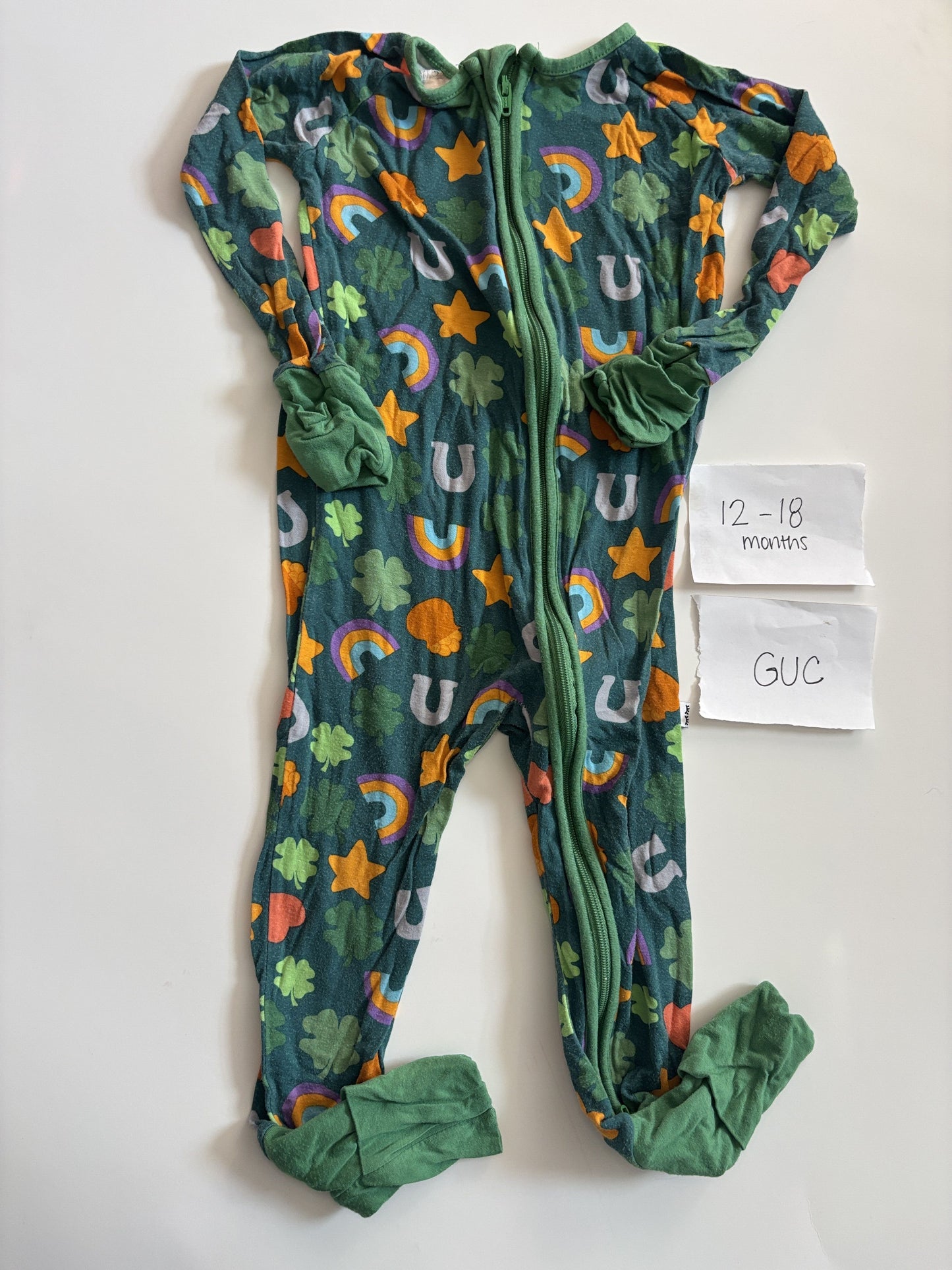 #138 - 12-18 Mo - GUC Little Sleepies - Lucky (St. Patrick's Day) Zippy - PU 45236