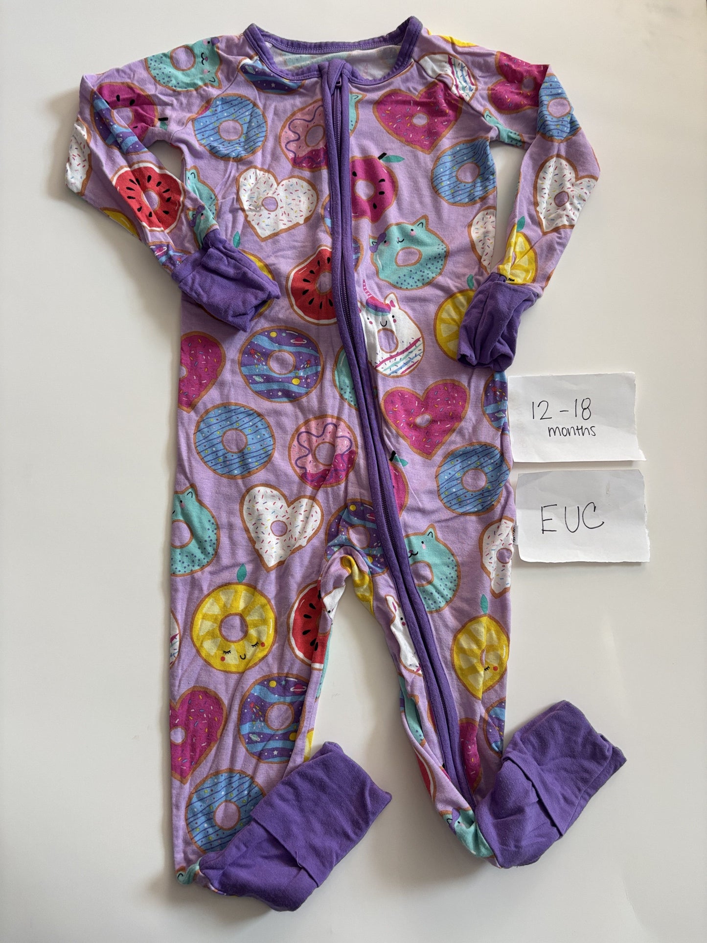 #138 - 12-18 Mo - EUC Little Sleepies - Lavender Donut Dreams Zippy - PU 45236