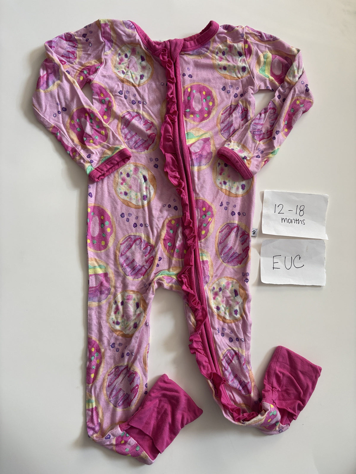 #138 - 12-18 Mo EUC Bamboo (Birdie Bean) Pink Donuts *Demi* Zippy