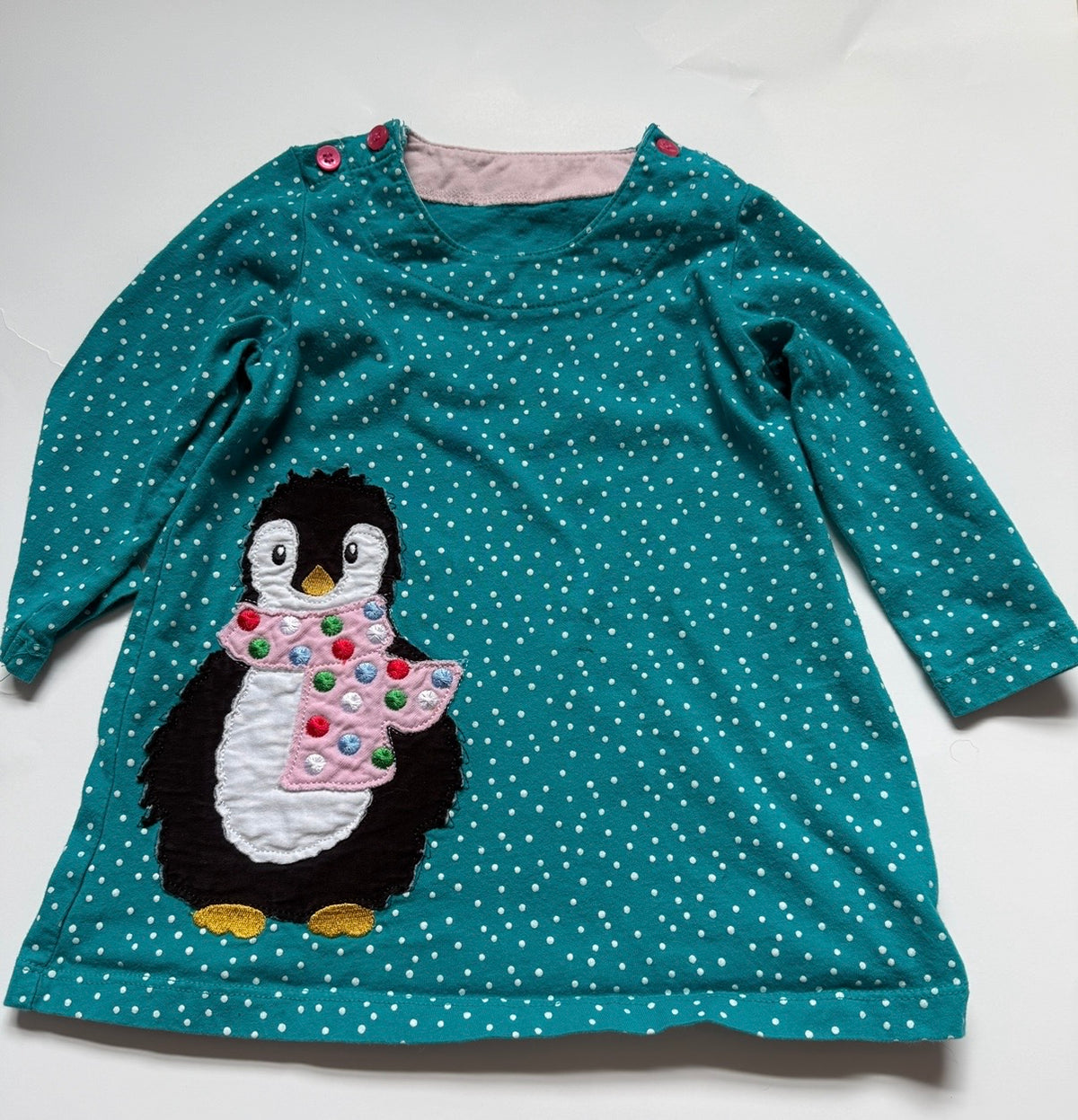 #170 Penguin scarf dress girls 2t