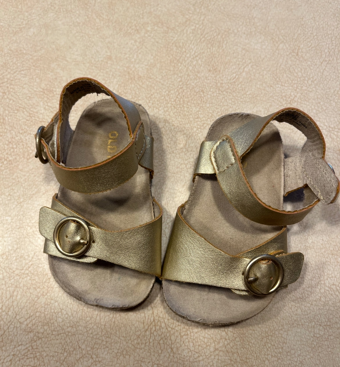 #143 Old Navy Gold Sandals Girls 3-6m