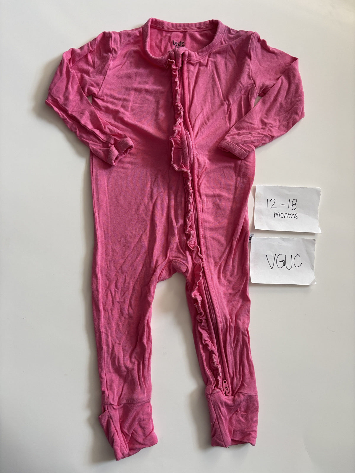 #138 - 12-18 Mo VGUC Bamboo (Birdie Bean) Pink Convertible Romper