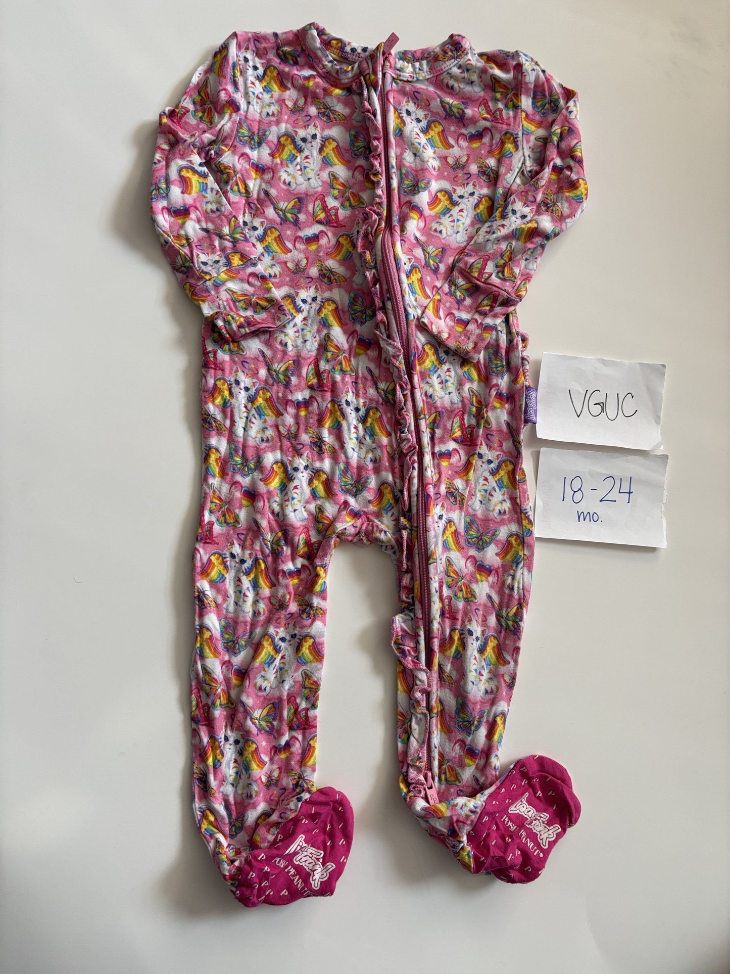 #138 - 18-24 Mo VGUC Bamboo (Posh Peanut) Lisa Frank Angel Kitty Zippy
