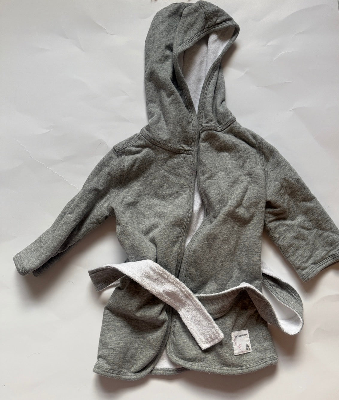 #170 Burt’s Bees organic cotton knit terry hooded robe unisex size 0-9 months