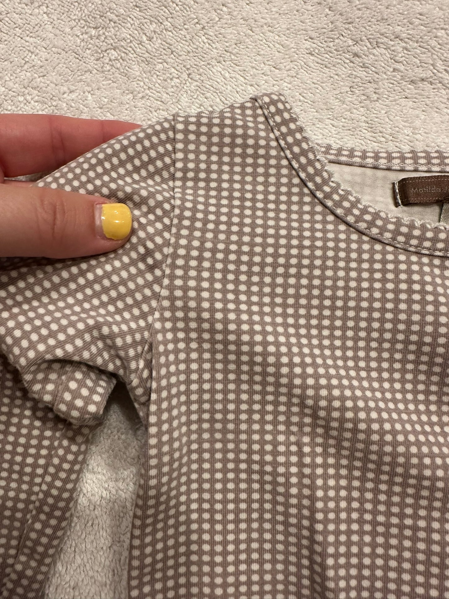 #85 Matilda Jane Brown/Gray micro polkadot shirt with buttons, Girls 12m