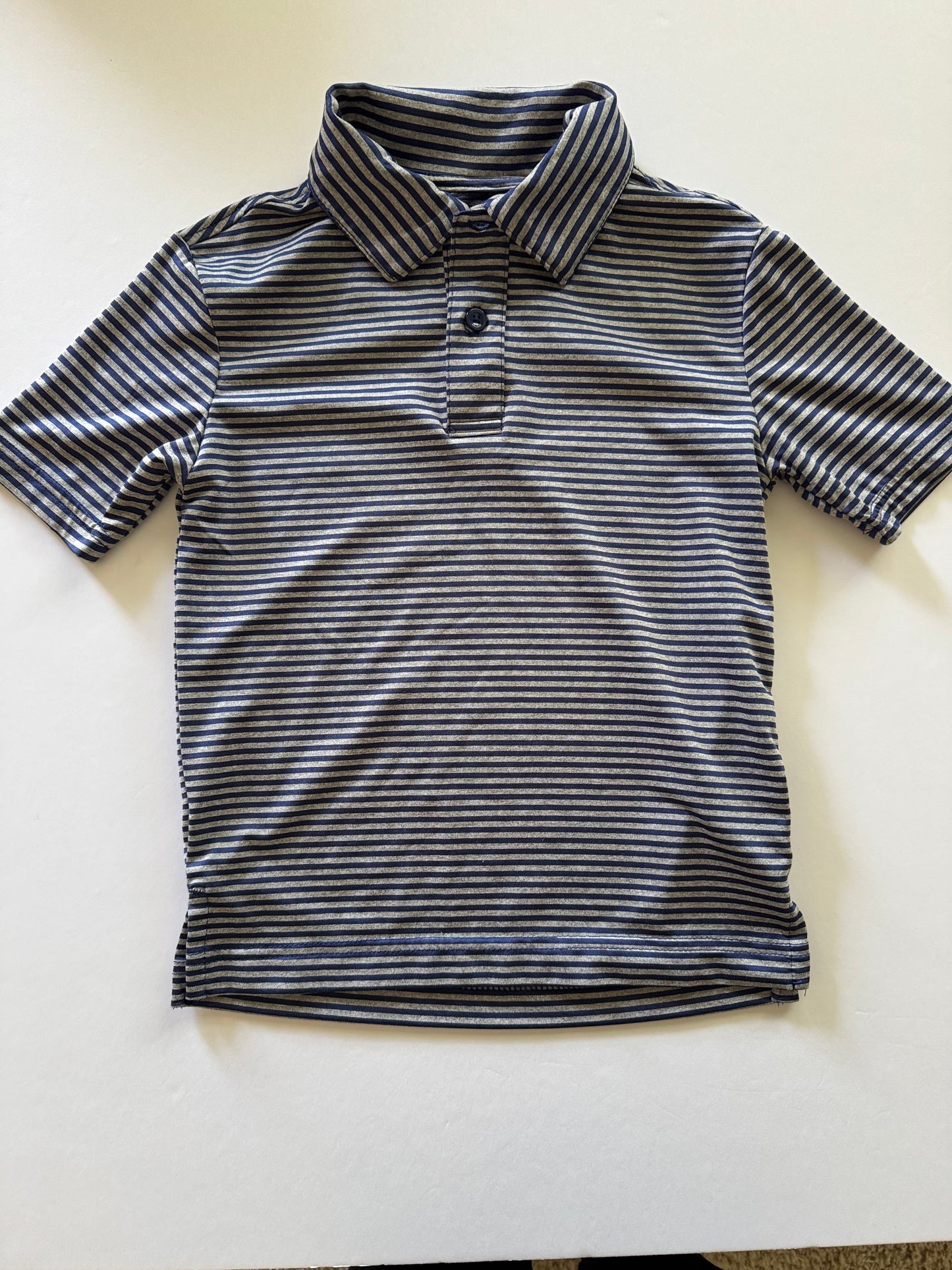 REDUCED # 92 Boys 4 /5 navy blue stripe button summer t shirt