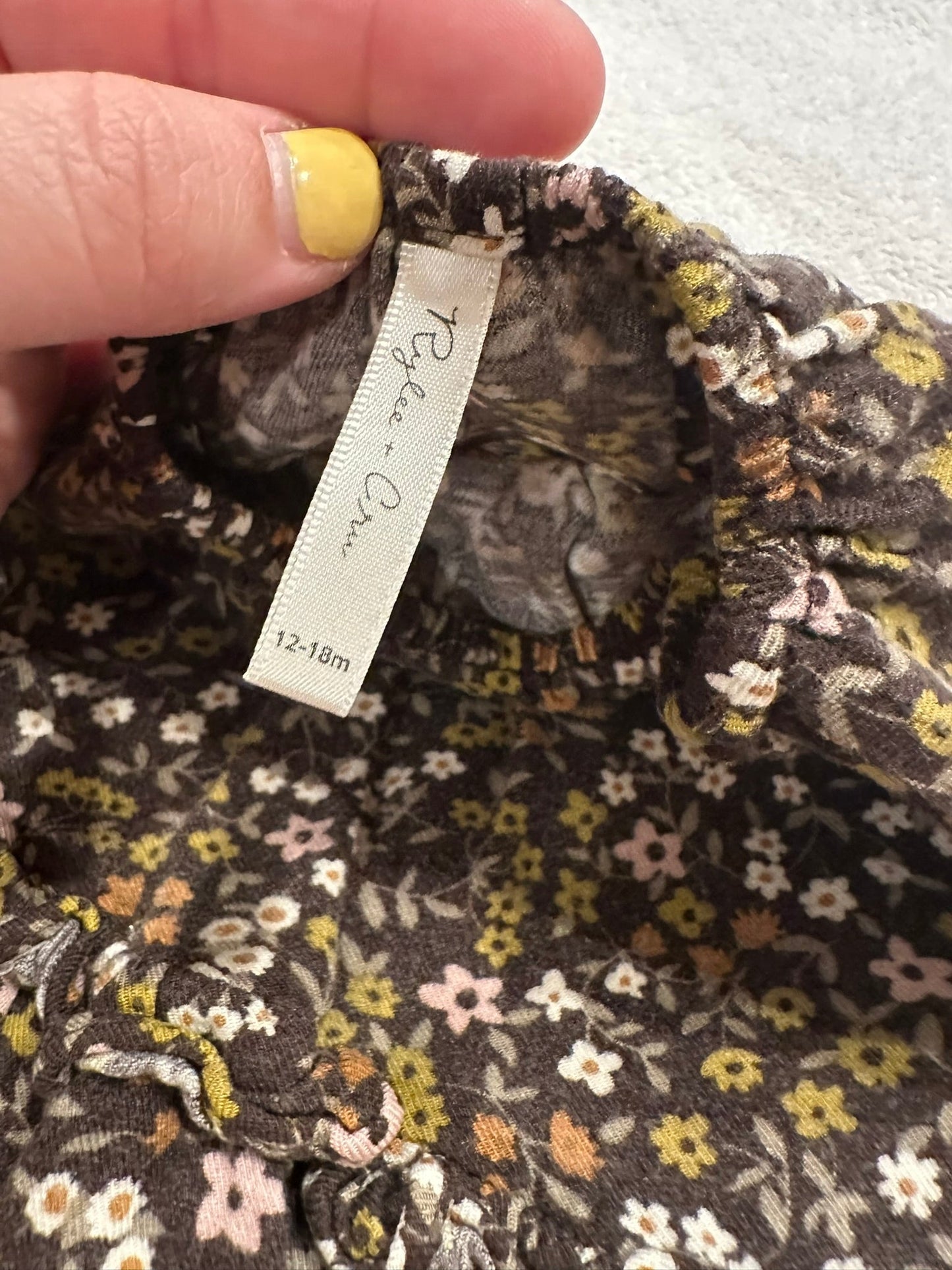 #85 REDUCED Rylee + Cru Brown Flowy Floral shirt, Girls 12-18m