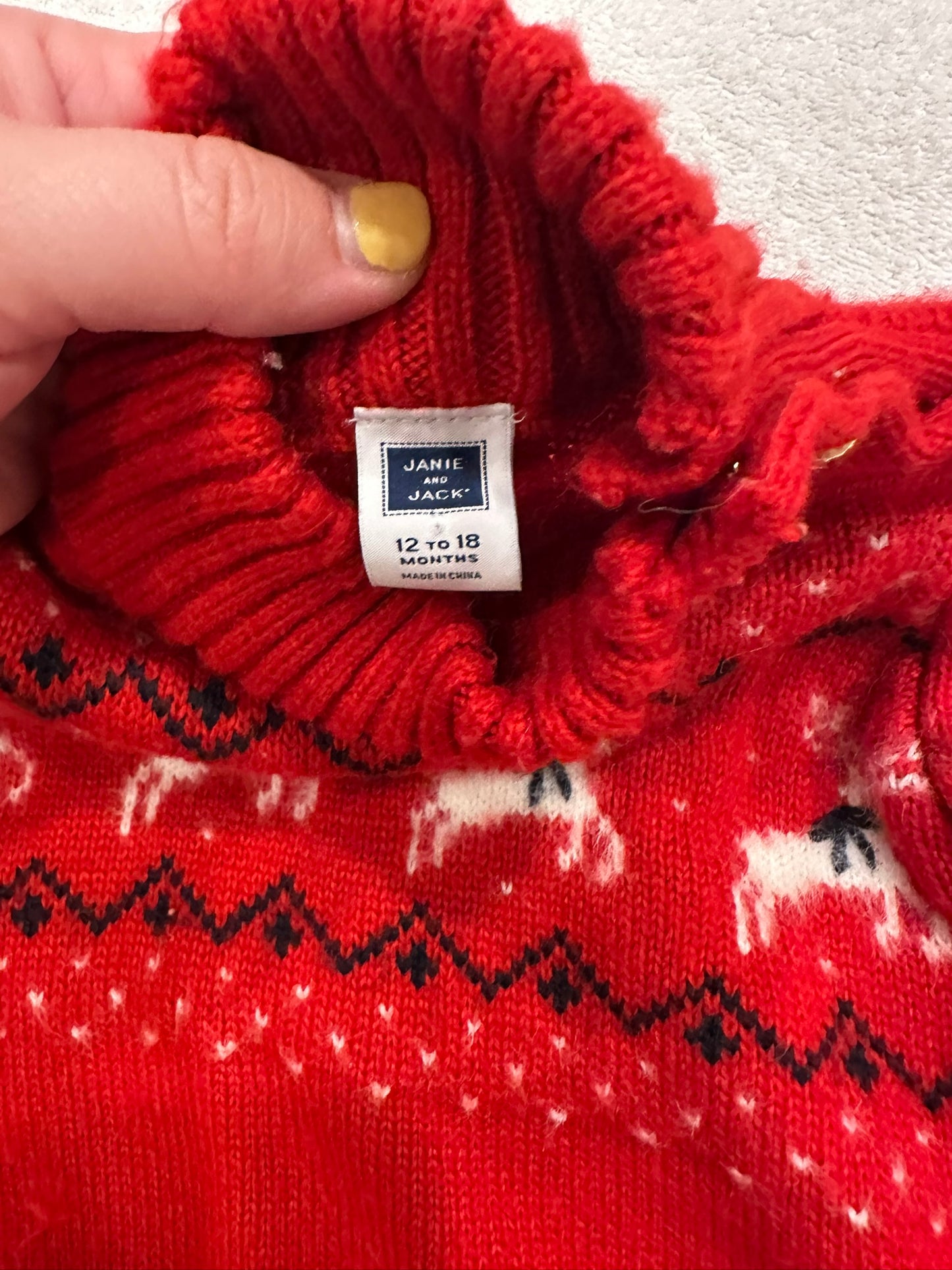 #85 Janie & Jack Reindeer Turtleneck Sweater, Infant girls 12-18m