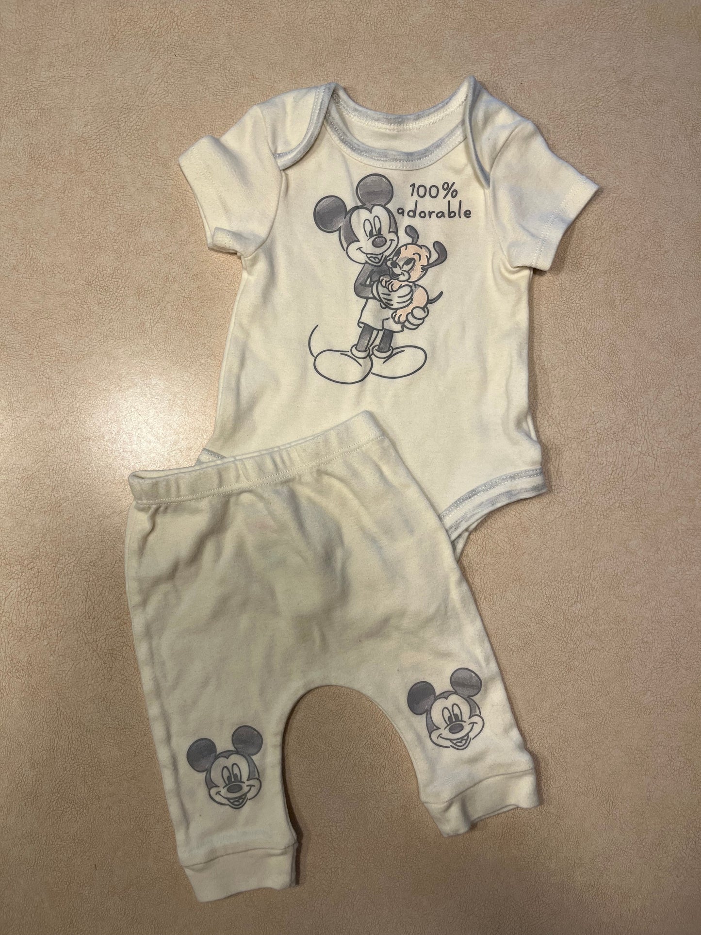 #143 Mickey Onesie and Pants Set 0-3m - REDUCED