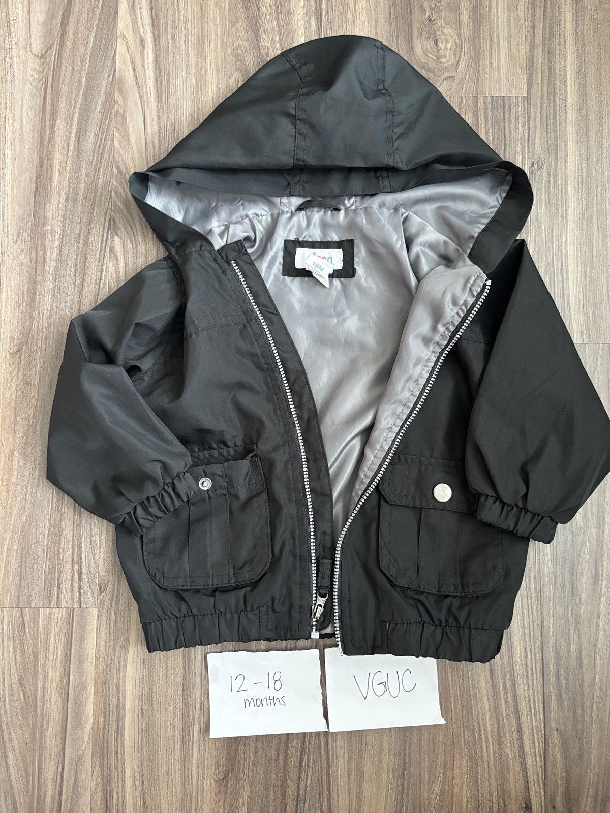 #138 - 12-18 Mo VGUC Black Rain Jacket