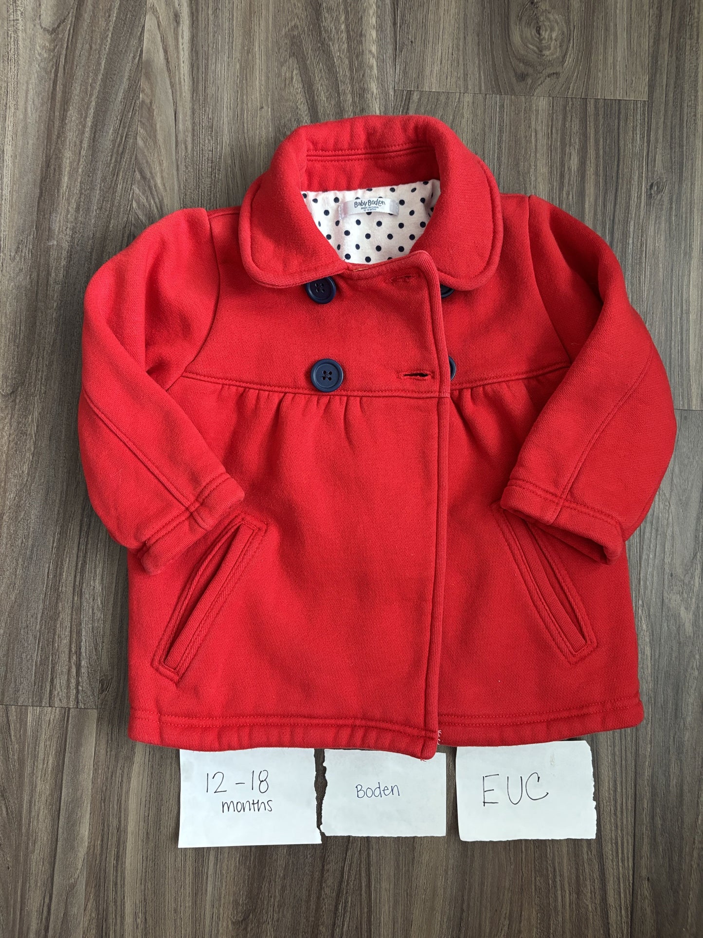 #138 - 12-18 Mo - EUC Boden - Red Jacket - PU 45236