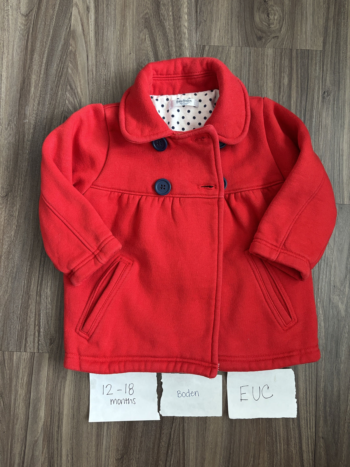 #138 - 12-18 Mo EUC Baby Boden Red Jacket