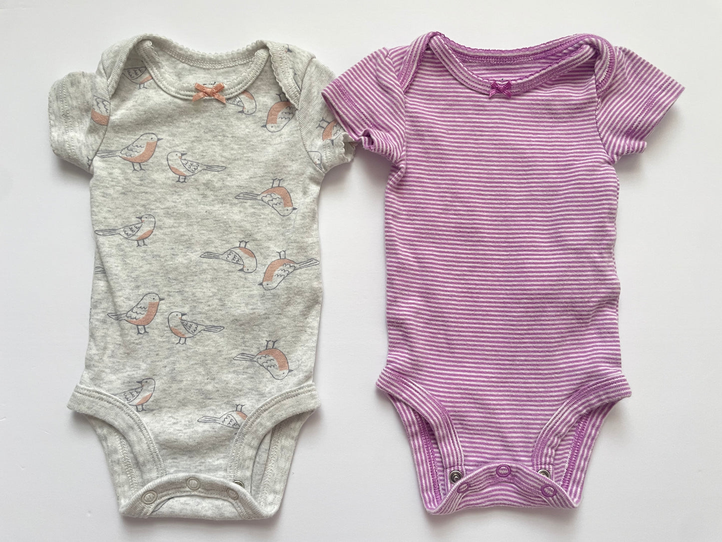 #3 Carters Gray & purple onesie 2- pack girls size NB