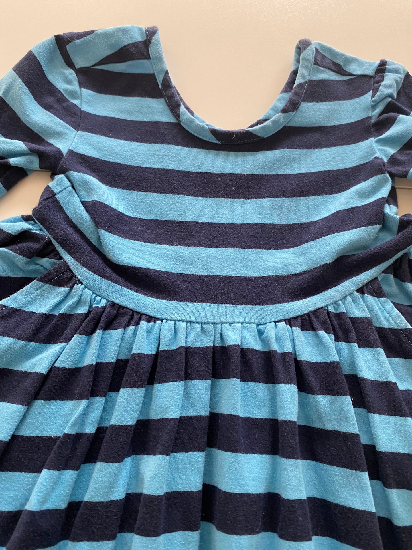 #117, Hanna Andersson blue/navy striped twirl dress, Girls 3T