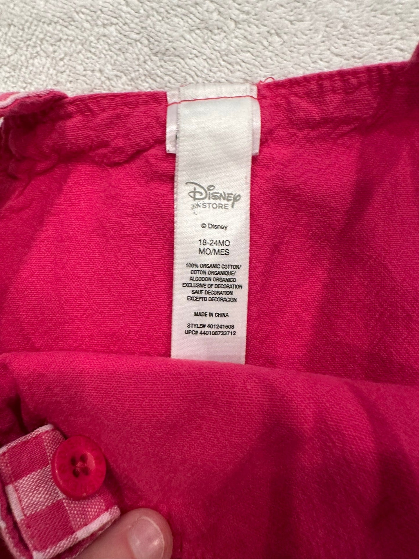 #85 REDUCED Disney Minnie Mouse Pink Gingham Jumper, Infant Girls 18-24m