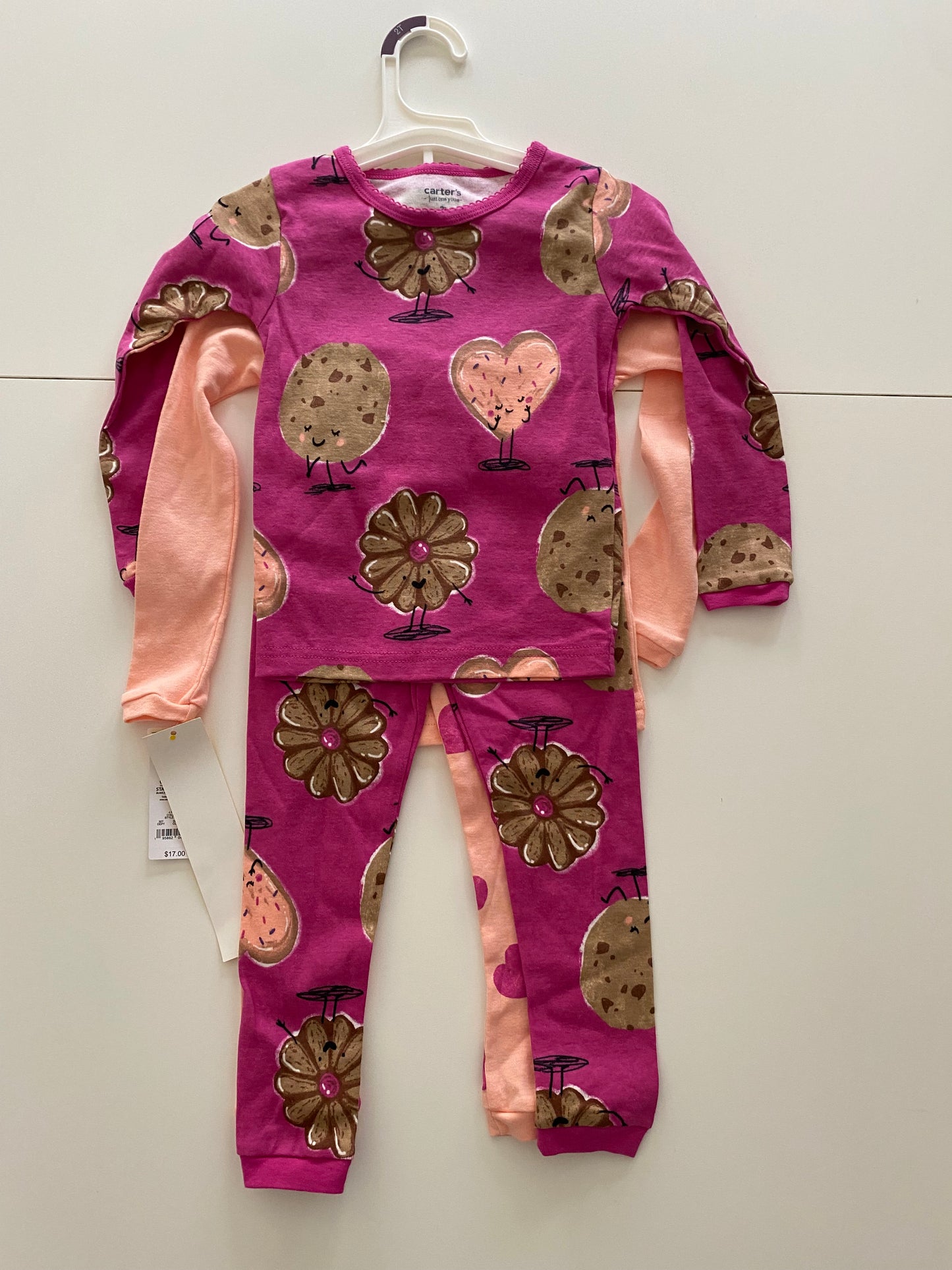 Seller #117, Carter’s pink cookie pajamas, Size 2T, New