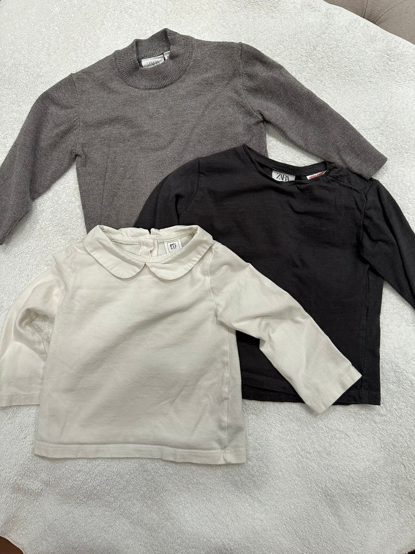 #85 REDUCED Zara, Gap Basic Long Sleeve Shirts, Infant Girls 12-18m