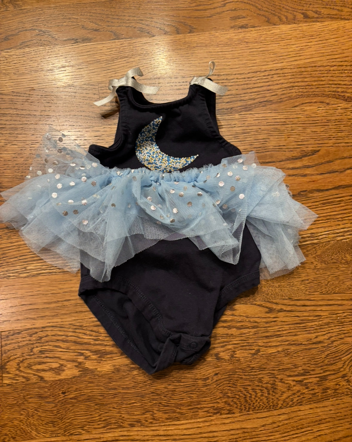 Seller #195 - Baby Essentials Girls Moon Blue Tutu Bubble Romper - Size 6 Months