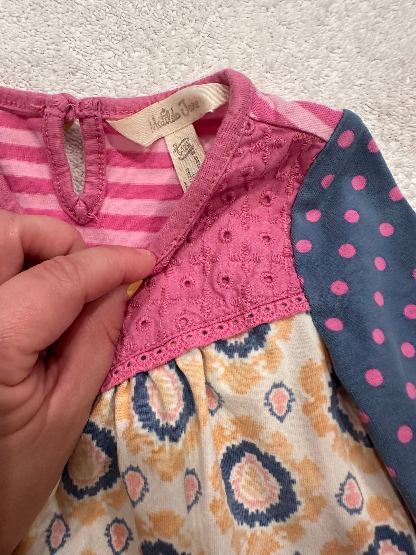 #85 REDUCED Matilda Jane Pink Long Sleeve Bell Shirt, Infant Girls 6-12m