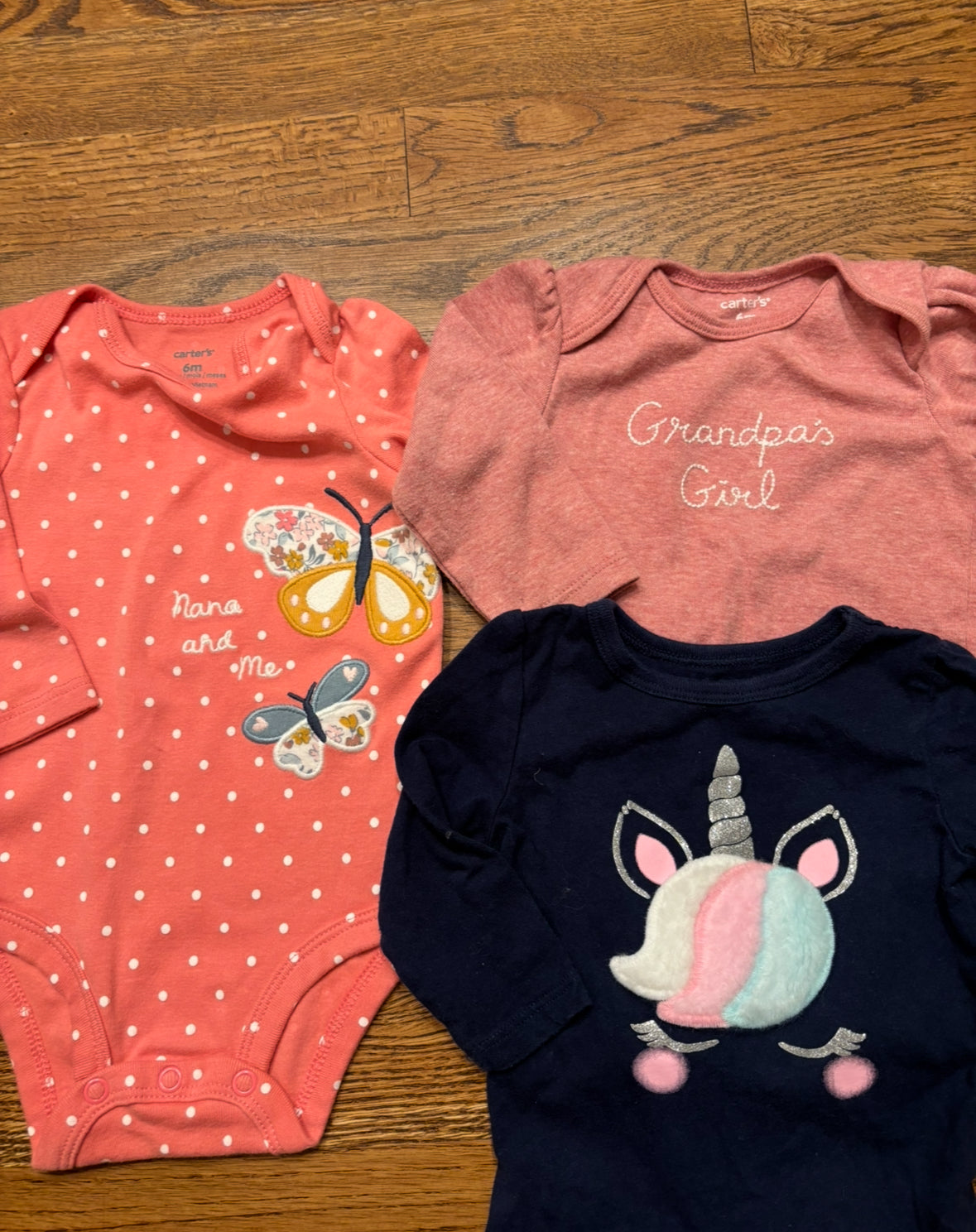 Seller #195 - *REDUCED* Bundle of 3 Carter’s Girl Shirts / Bodysuits - Size 6 Months