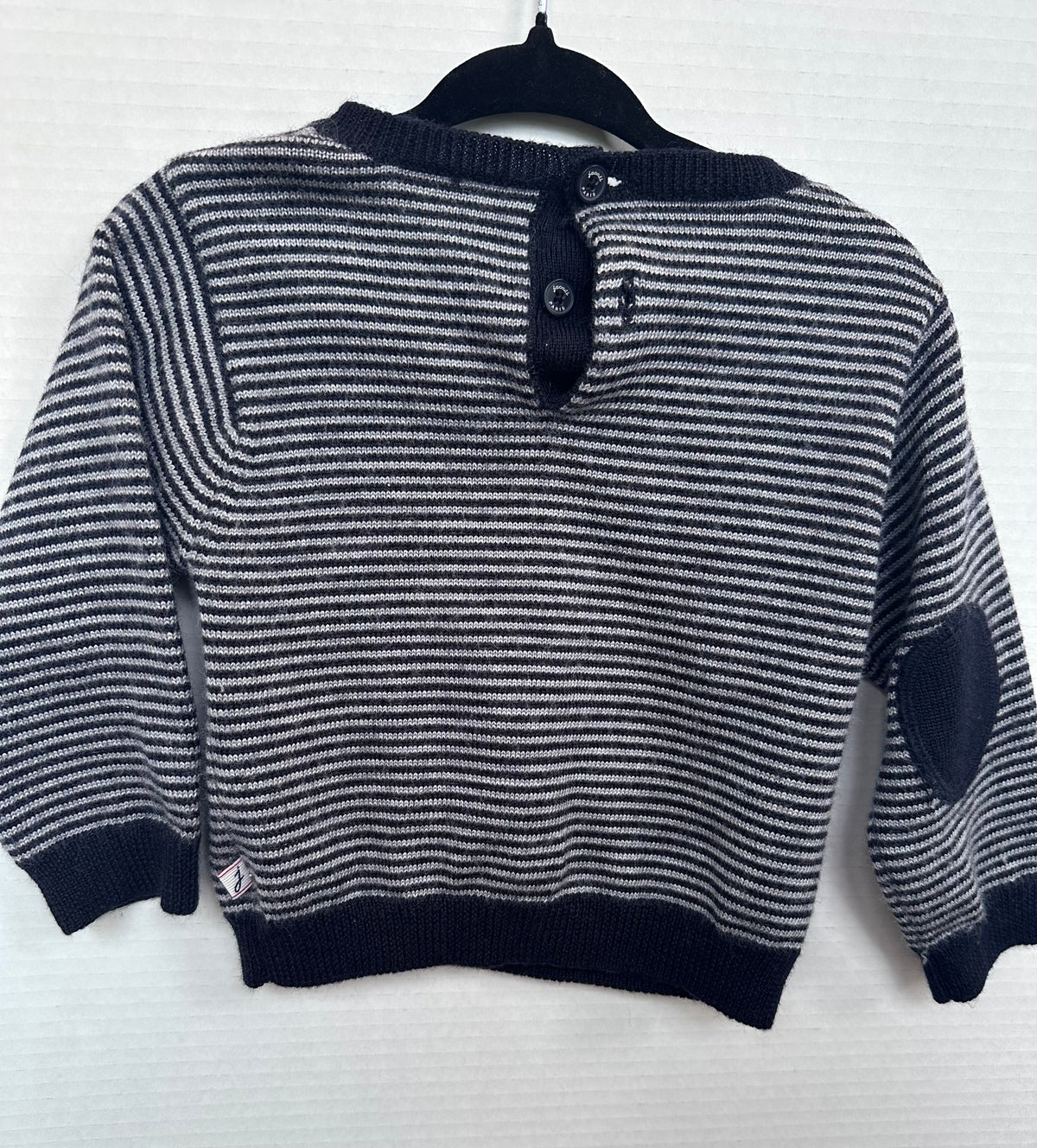 #146 Jacadi Paris Gray Black Striped Sweater Boys 18M