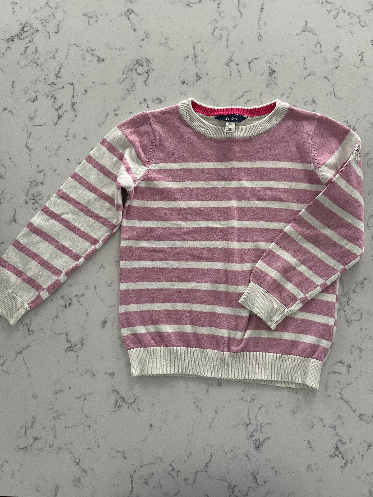 Seller 42, Joules Pink and White Striped Light Sweater, Girls 6