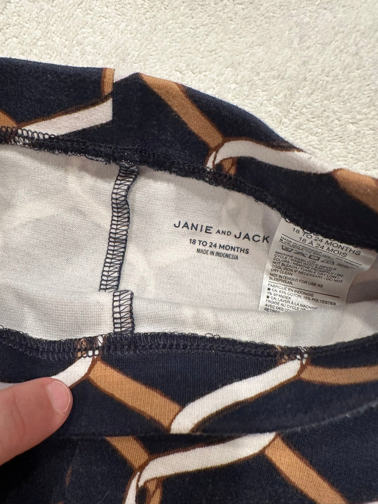 #85 REDUCED Janie & Jack Pair Ponte Paints Floral & Equestrian Chains, Infant Girls 18-24m