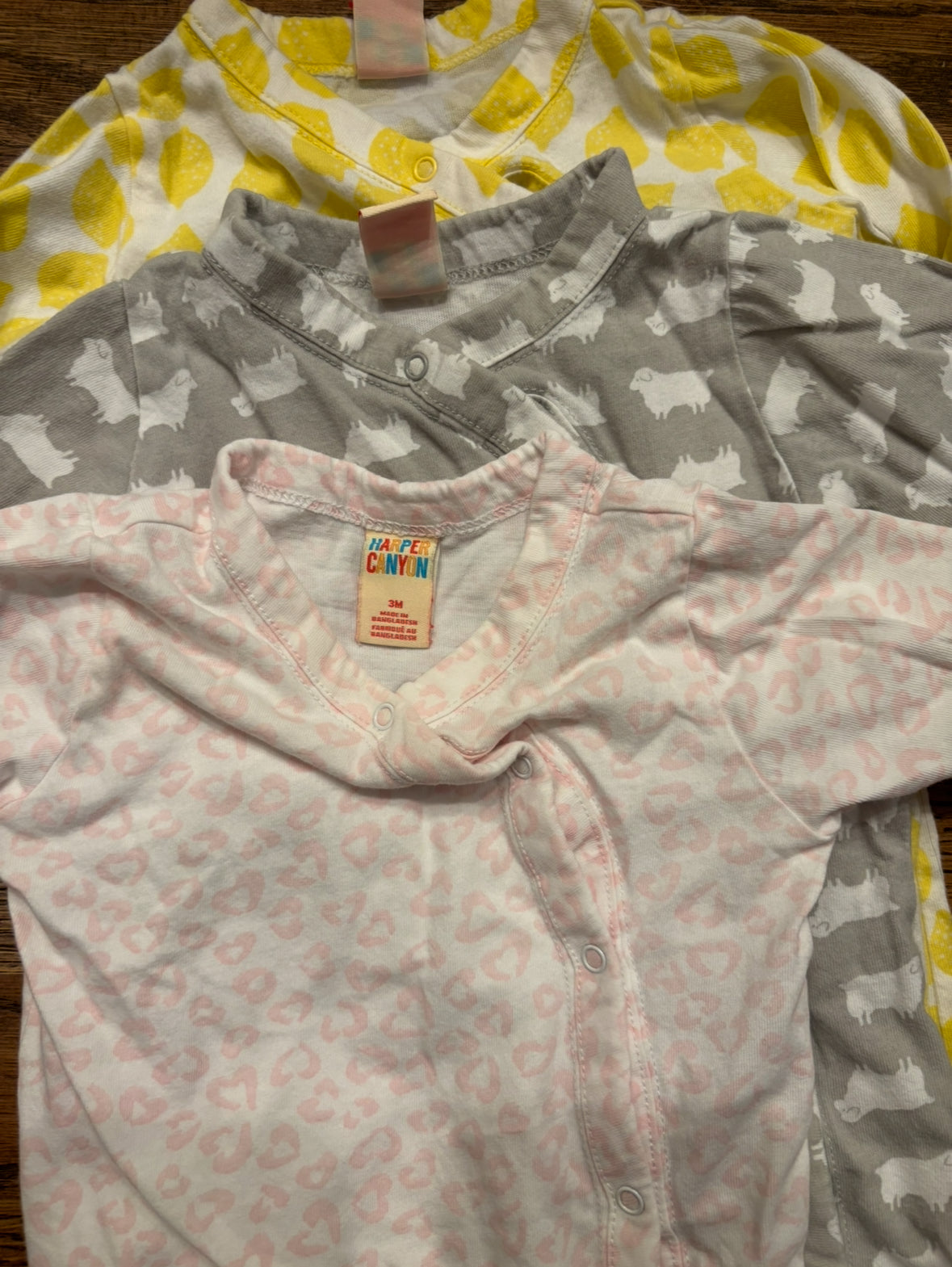 Seller #195 - *REDUCED* Harper Canyon Bundle of 3 Girls Sleep N’ Play Outfits - Size 3 Months