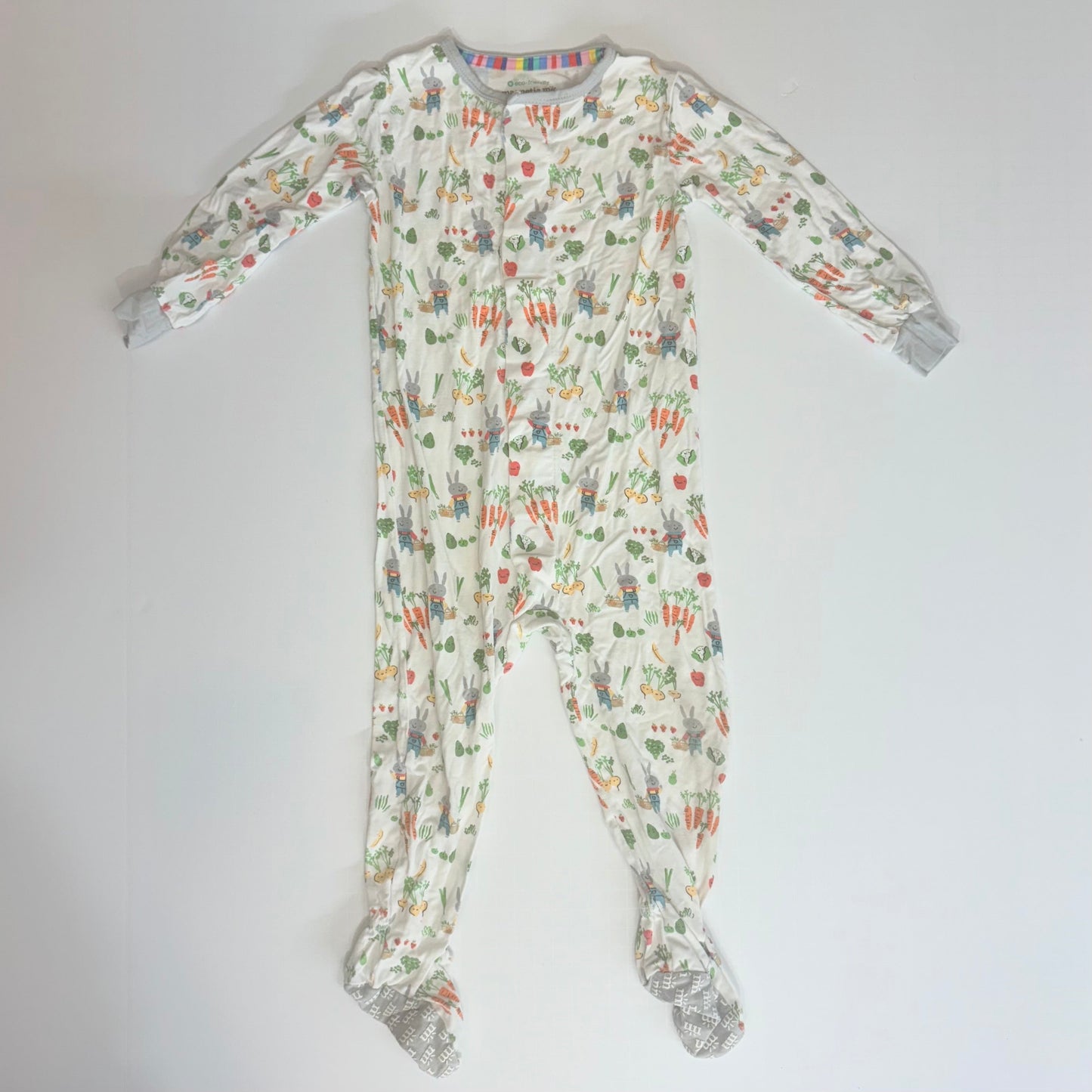 Seller 189 Gender Neutral 12-18m Magnetic Me Magnetic Modal Footie Pajamas - Bunny Garden Print EUC