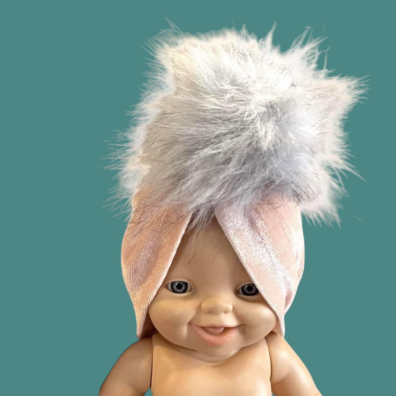 #1 Pink Velvet Baby Turban REDUCED
