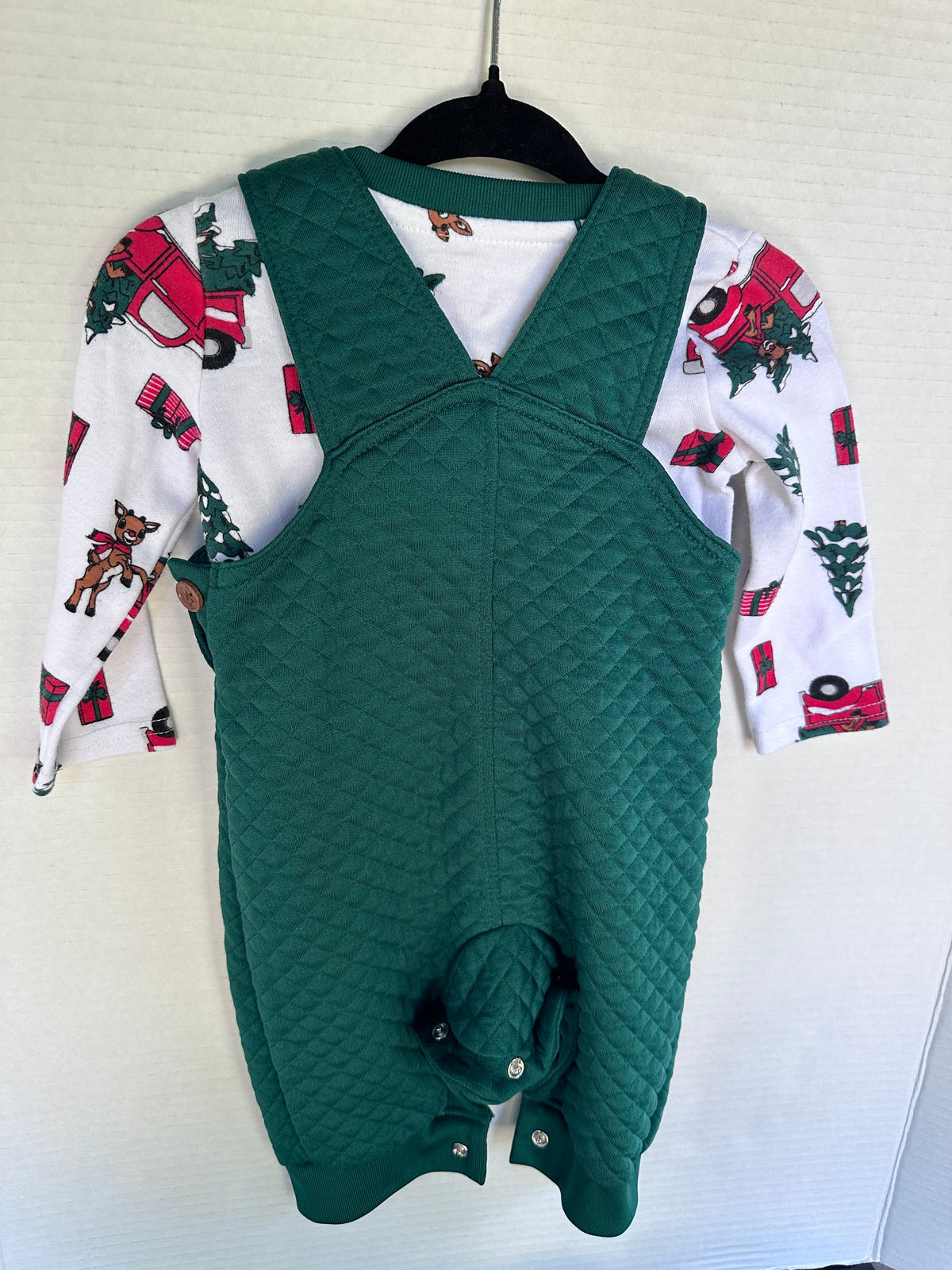 #146 Rudolph Green Overalls Holiday Set & Hat Boys 6M