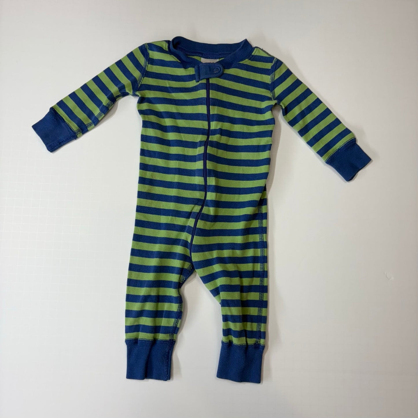 Seller 189 Gender Neutral 6-9m (60cm) Hanna Andersson Zip Sleeper - Green/Blue Stripe GUC