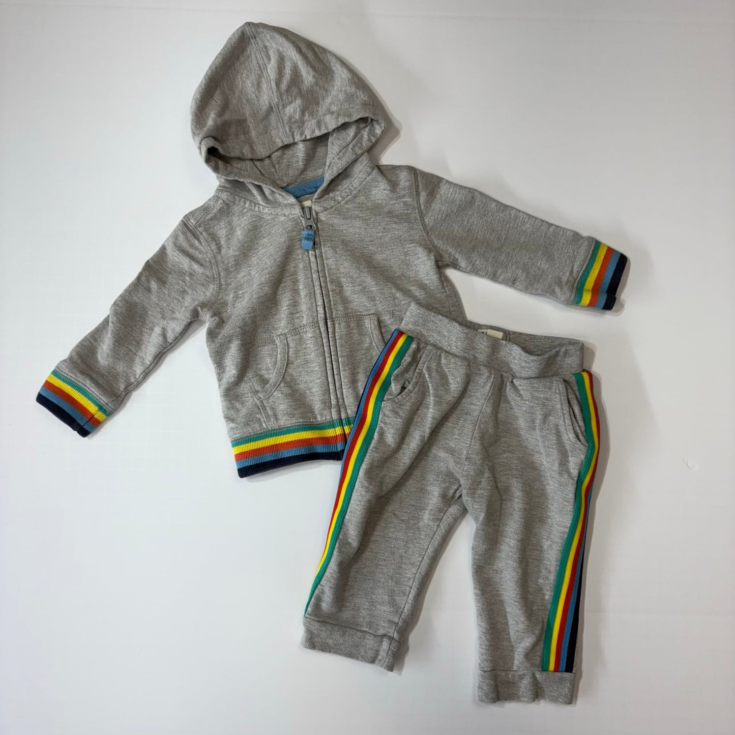 Seller 189 Gender Neutral 6-12m Hatley Rainbow Stripe Hoodie Jacket & Sweatpants Set VGUC