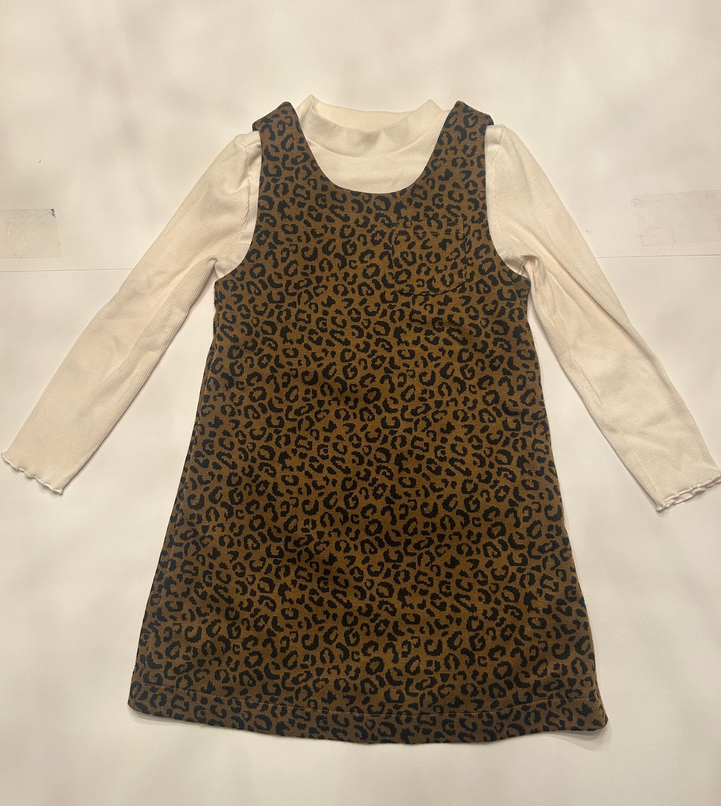 #11-Girls 4T-Old Navy-Leopard Print Jumper and Off White Ribbed Turtleneck (1 of 2)