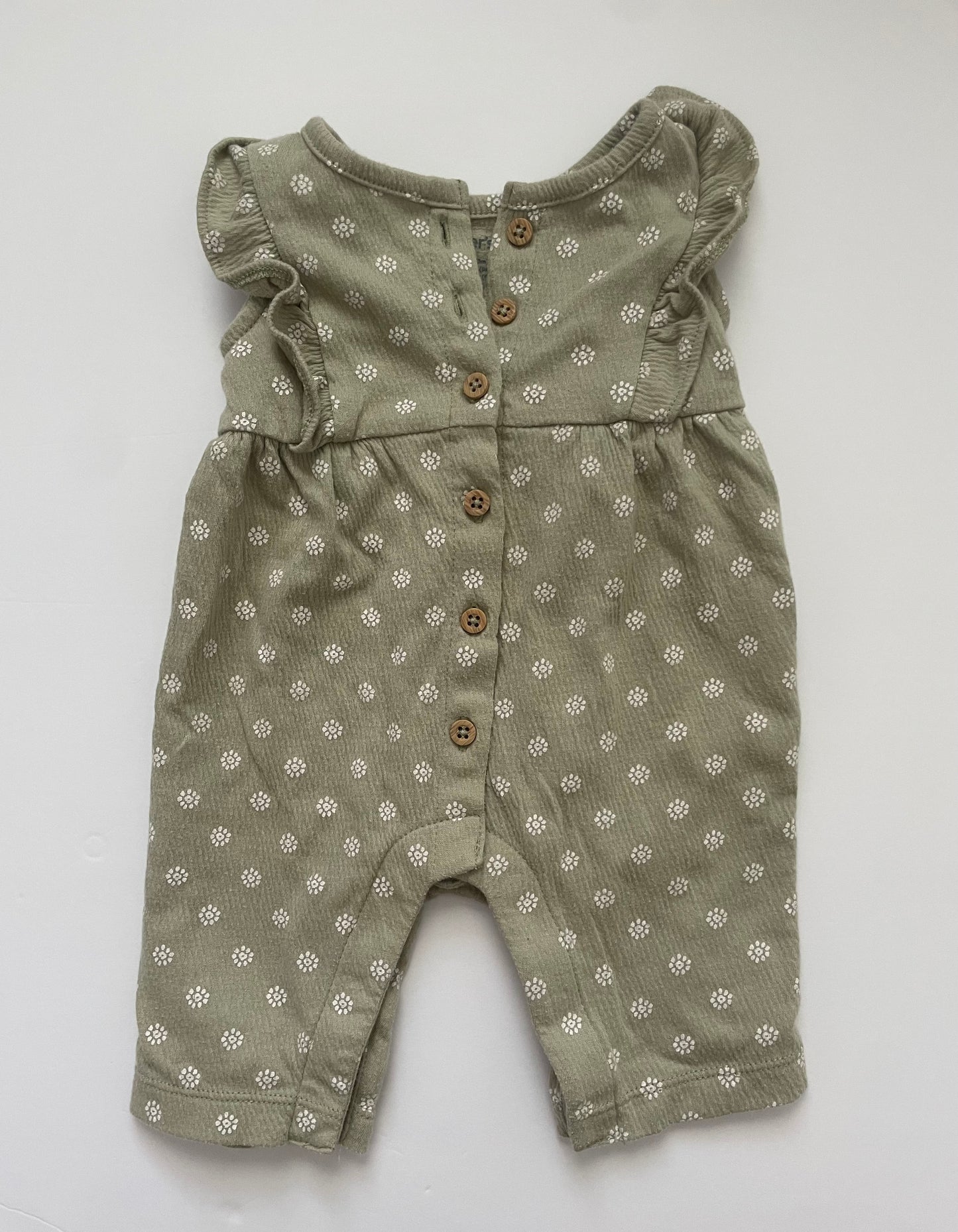#3 Carters green floral romper girls size newborn