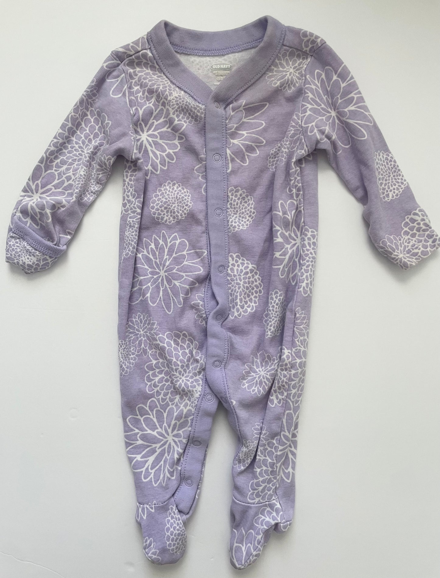 #3 Old Navy purple footie pajamas girls size 0-3mo