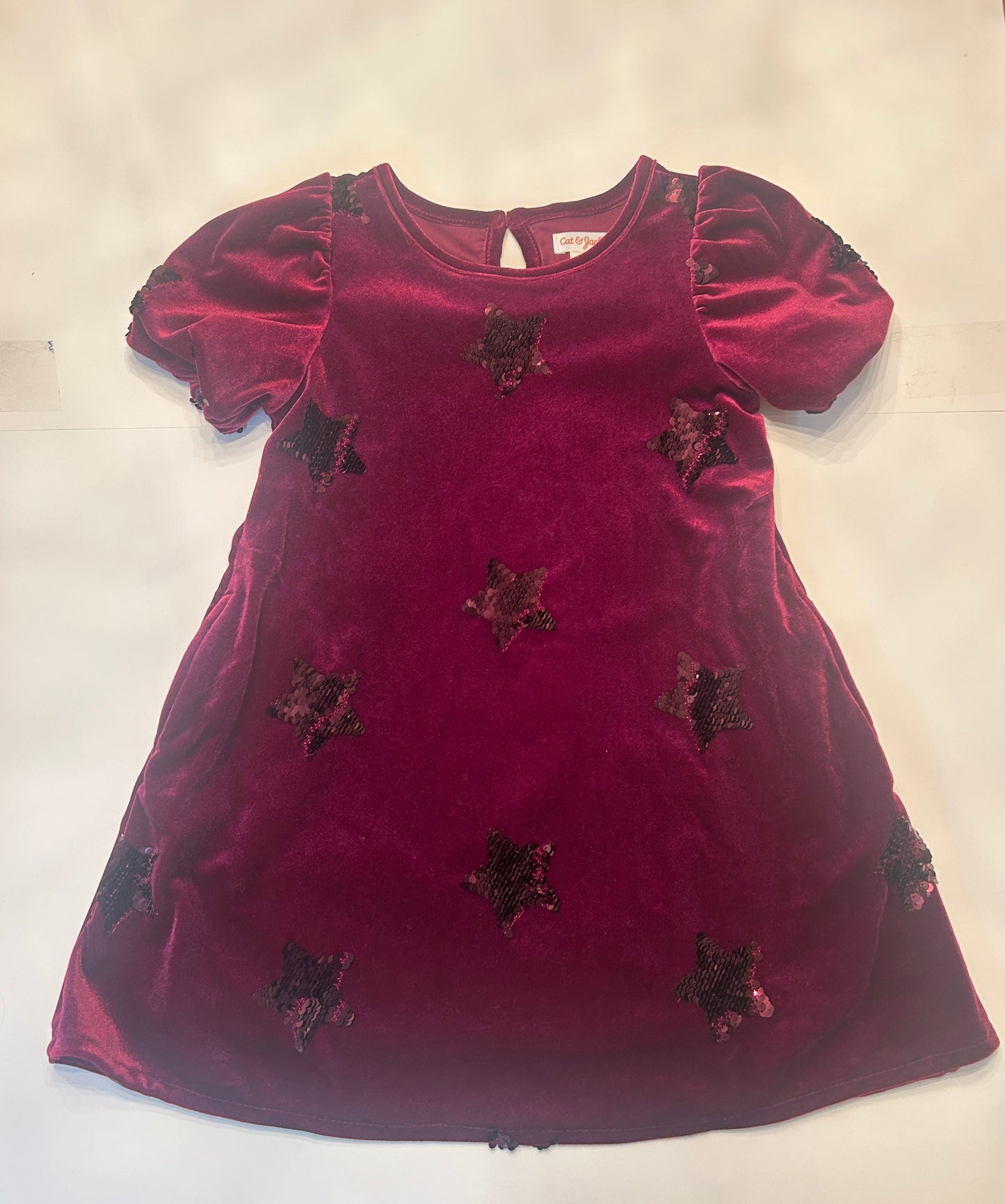 #11-Girls 4/5 XS-Cat and Jack-Red Velvet Sequin Star Dress (1 of 2)