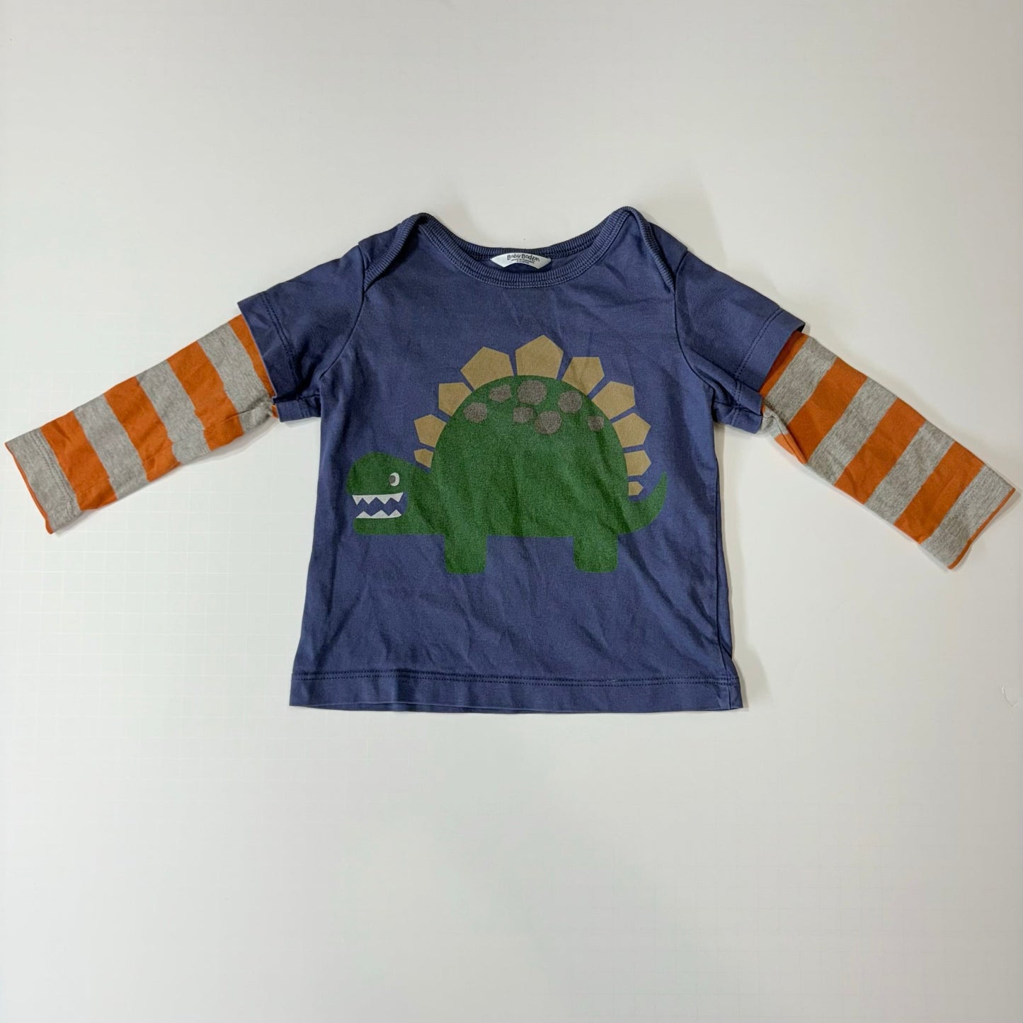Seller 189 Boys 6-12m Baby Boden Long Sleeve Layered Dinosaur Tee GUC