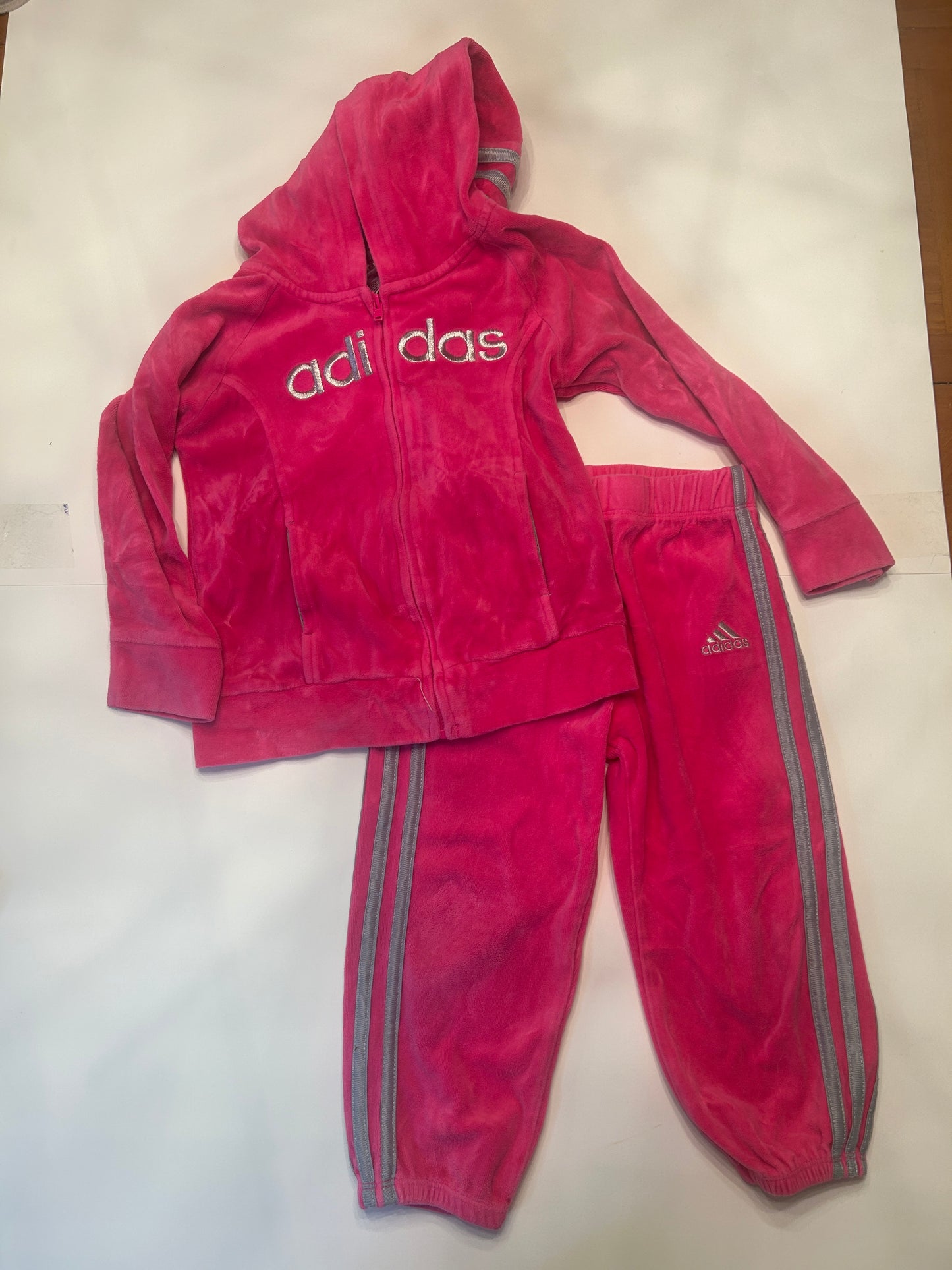 #11-Girls-4T-Adidas-Pink Velour Track Suit