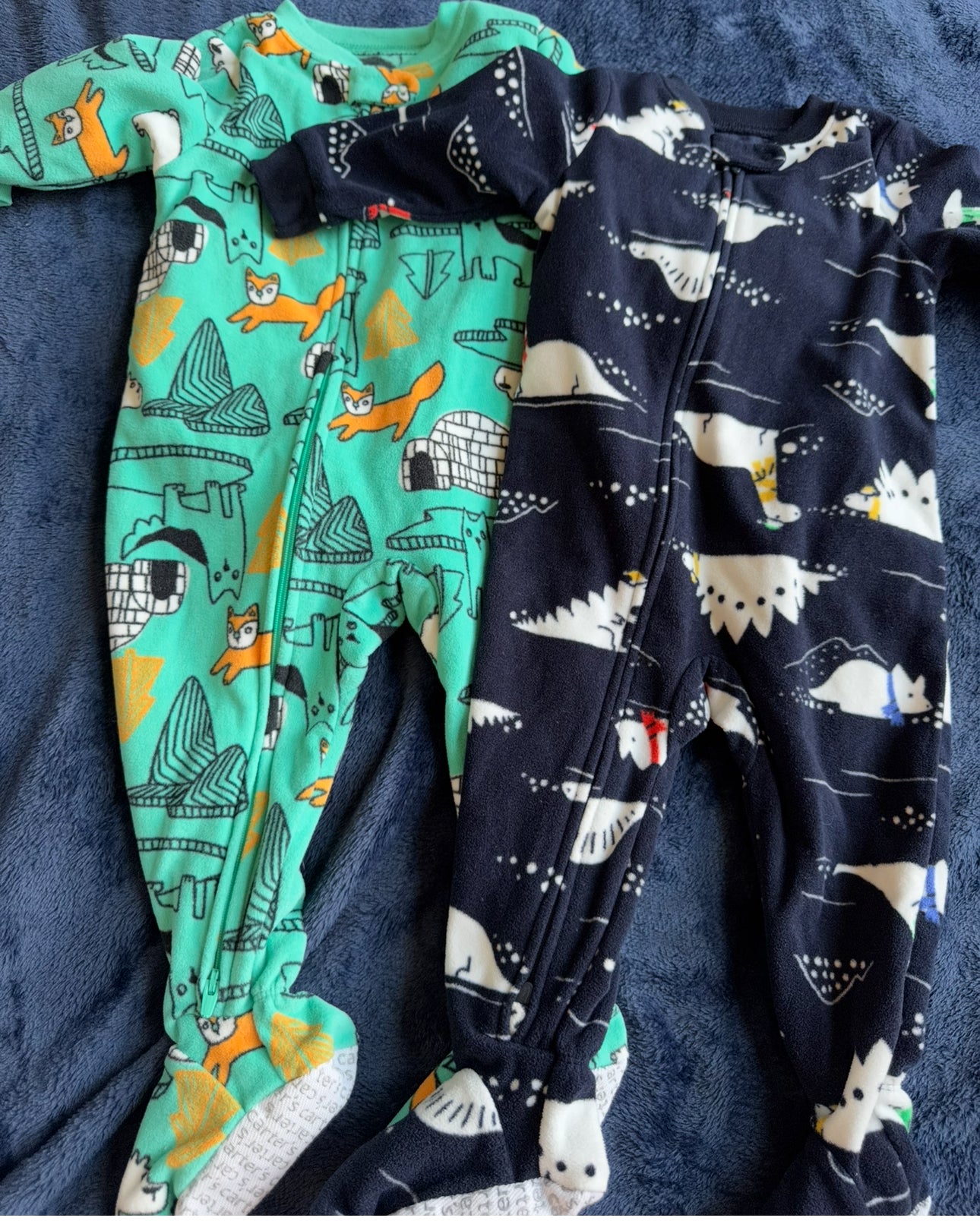 #74- 12 month fleece sleepers