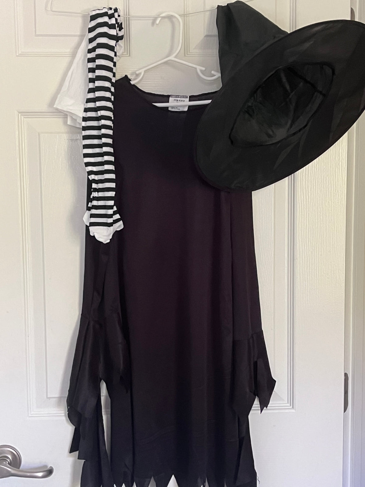 #125 Girls Witch costume with hat and tights Size 8-10