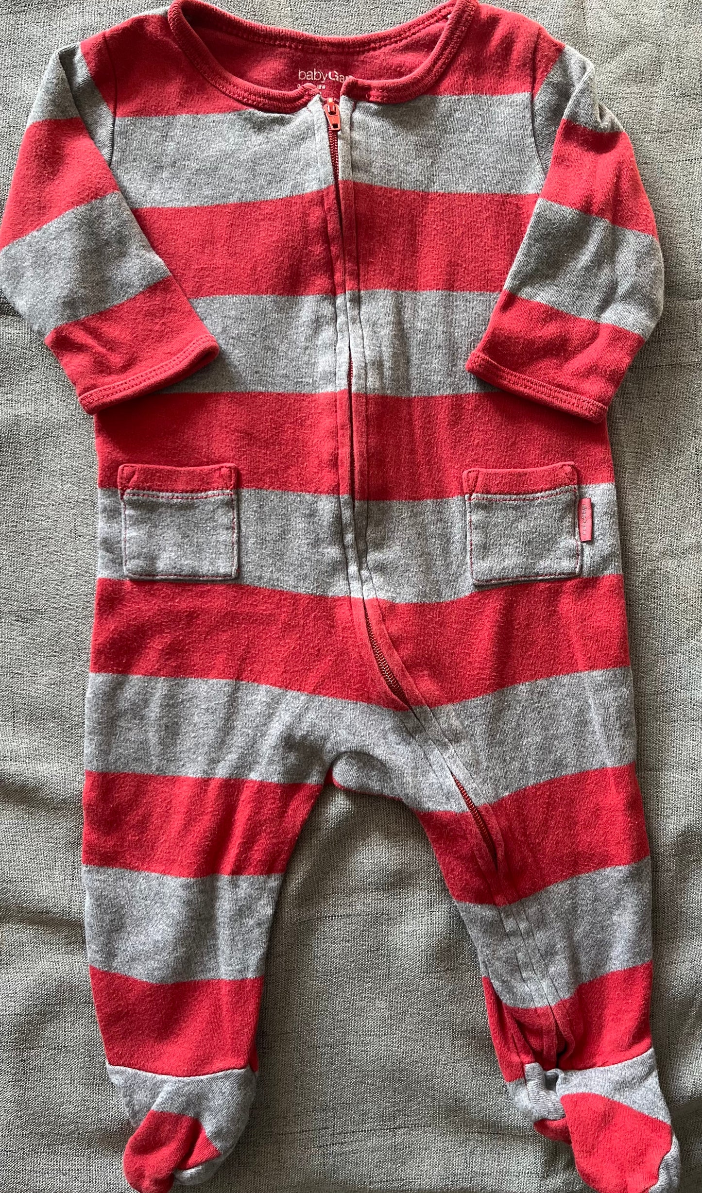 Seller #13 Baby Gap size 0-3 months red stripe zip sleeper