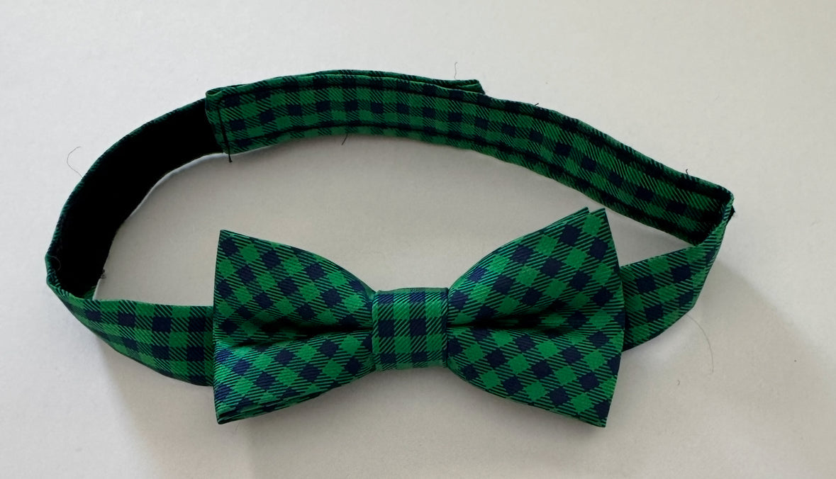 #92 Boys green gingham bow tie