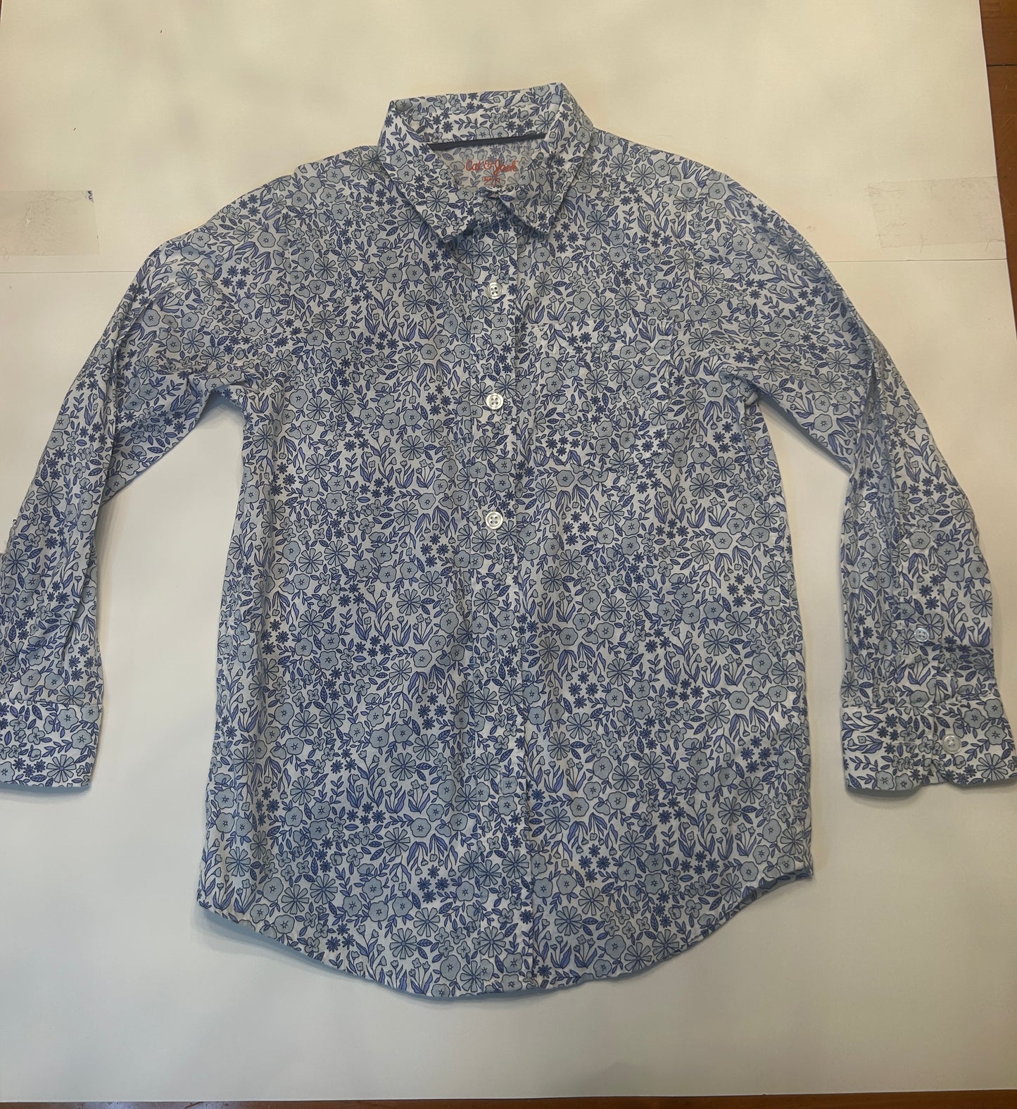#11-Boys-6/7 (Small)-Cat and Jack-Blue Floral Button Down