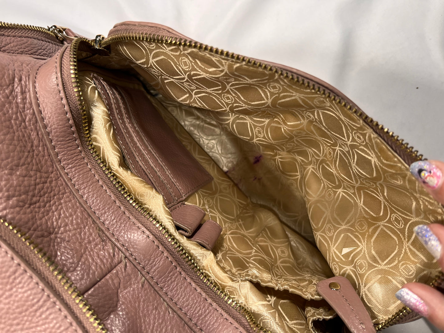 #150 Kerikit leather pink diaper bag