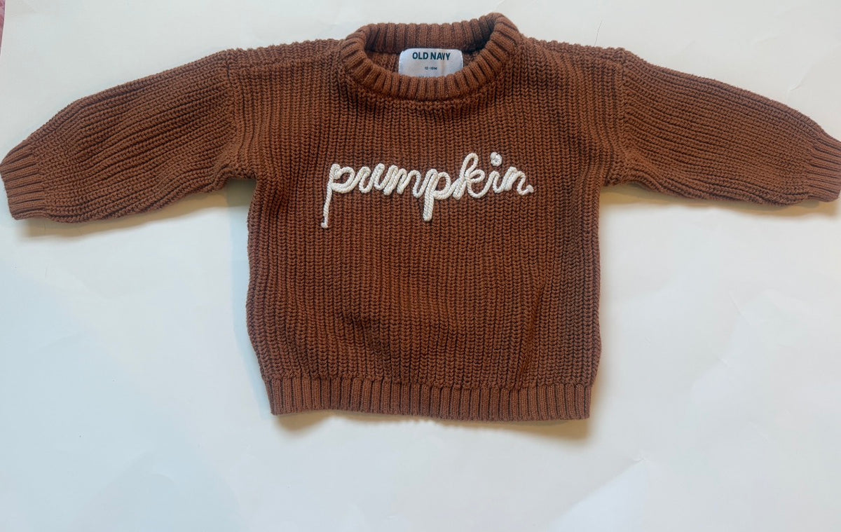#170 Old Navy Pumpkin brown sweater gender neutral 12-18 months