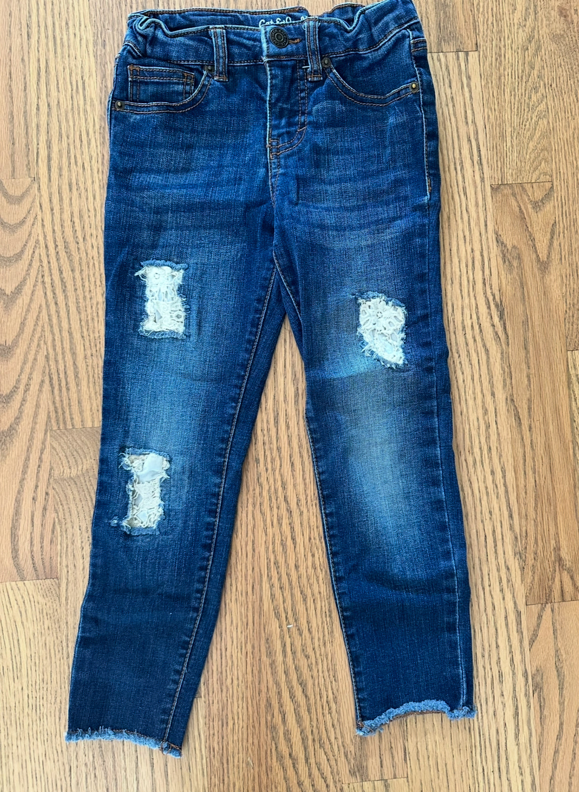 #198- Girls, Cat & Jack, Jeans with Lace “Rips”- Size 5